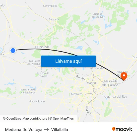 Mediana De Voltoya to Villalbilla map