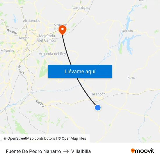 Fuente De Pedro Naharro to Villalbilla map