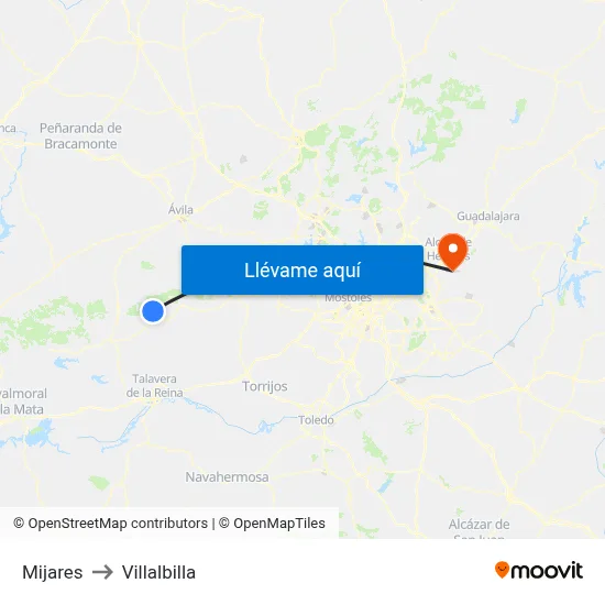 Mijares to Villalbilla map