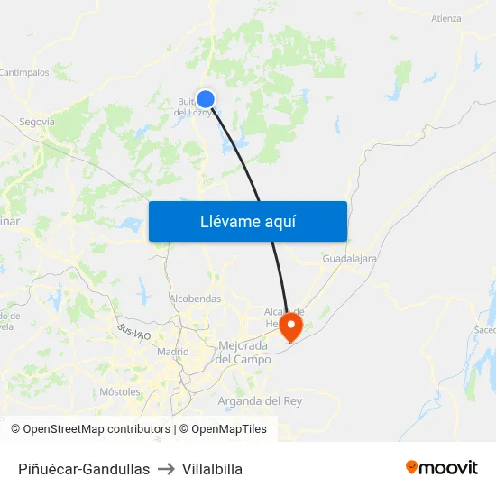 Piñuécar-Gandullas to Villalbilla map
