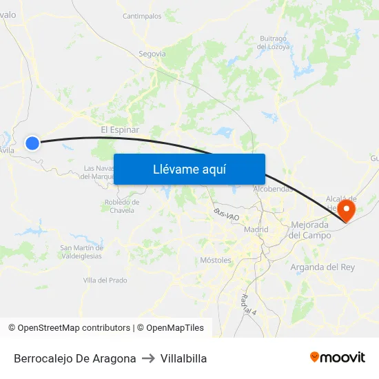 Berrocalejo De Aragona to Villalbilla map
