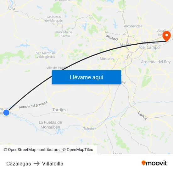 Cazalegas to Villalbilla map
