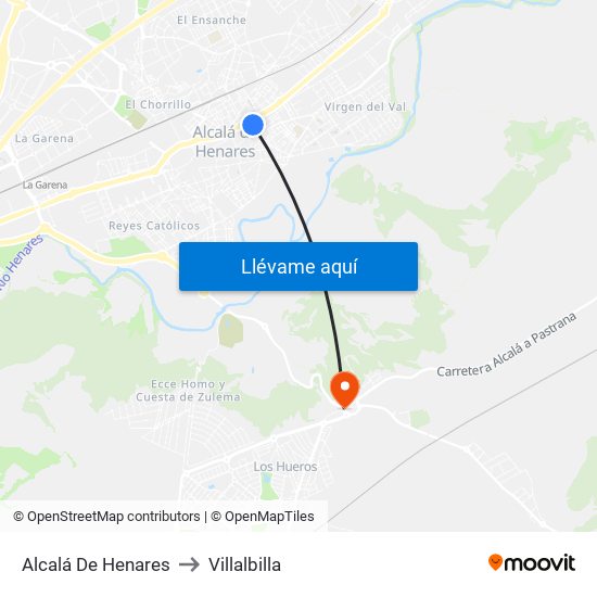 Alcalá De Henares to Villalbilla map
