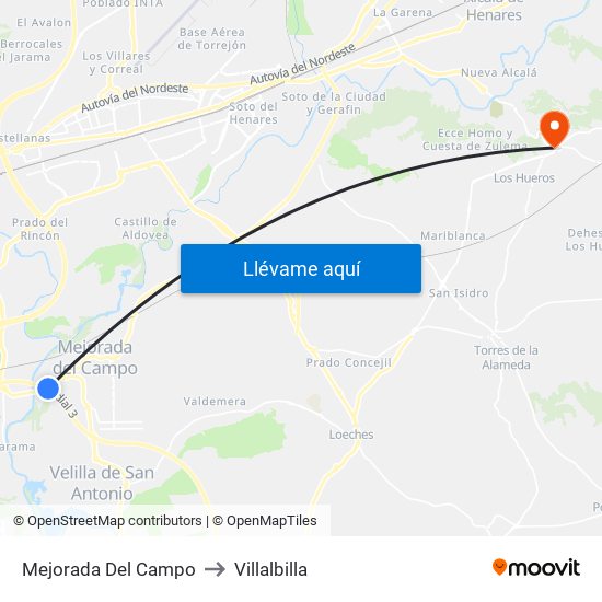 Mejorada Del Campo to Villalbilla map