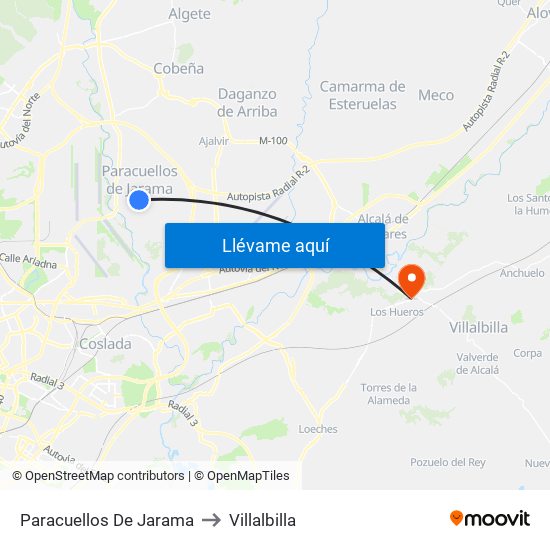 Paracuellos De Jarama to Villalbilla map
