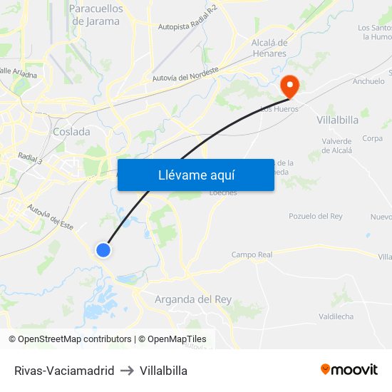 Rivas-Vaciamadrid to Villalbilla map