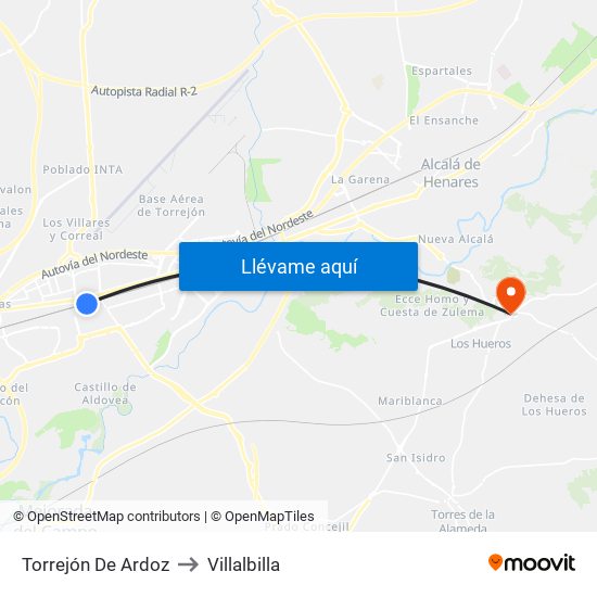 Torrejón De Ardoz to Villalbilla map