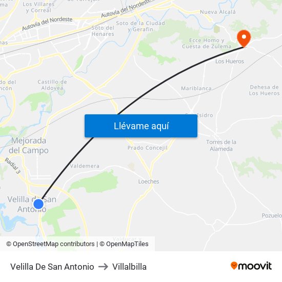 Velilla De San Antonio to Villalbilla map