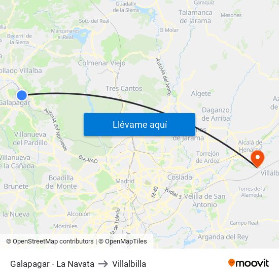 Galapagar - La Navata to Villalbilla map