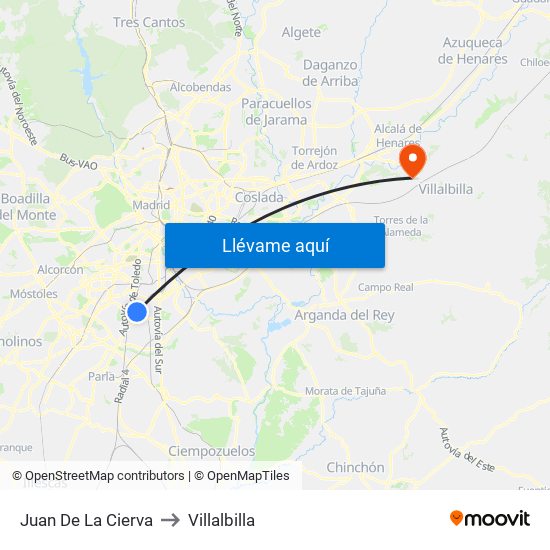 Juan De La Cierva to Villalbilla map