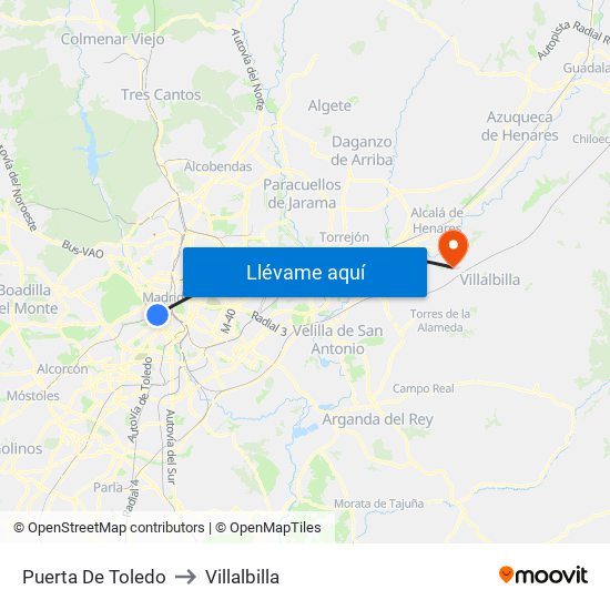 Puerta De Toledo to Villalbilla map