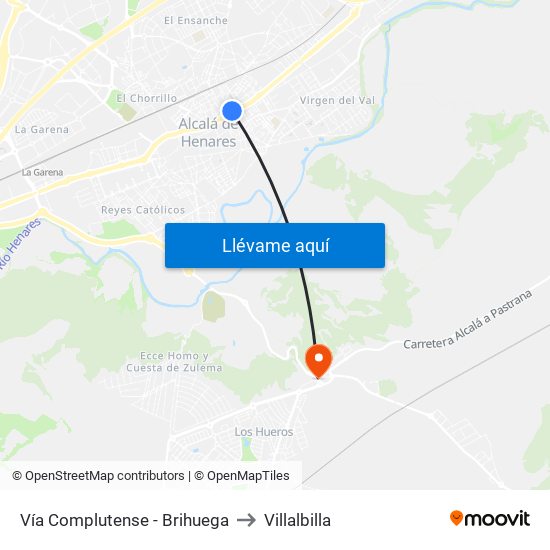 Vía Complutense - Brihuega to Villalbilla map