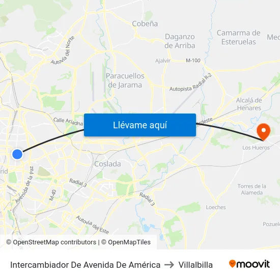 Intercambiador De Avenida De América to Villalbilla map