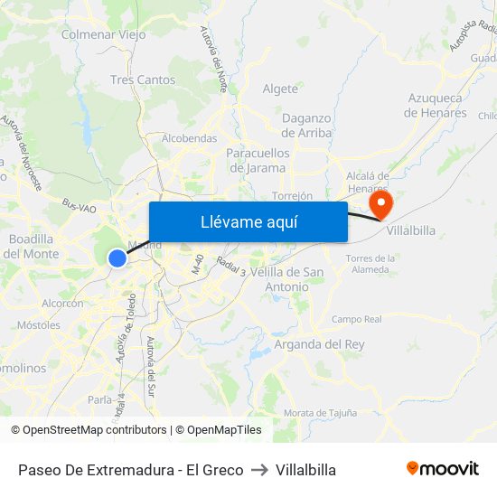 Paseo De Extremadura - El Greco to Villalbilla map