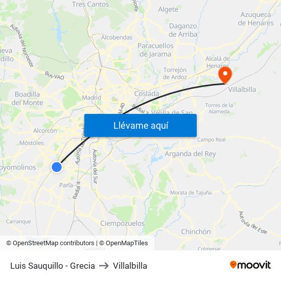 Luis Sauquillo - Grecia to Villalbilla map