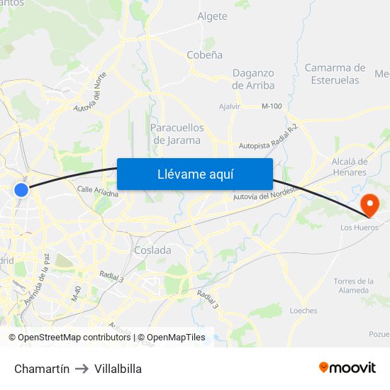 Chamartín to Villalbilla map