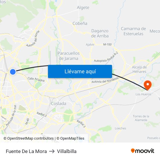 Fuente De La Mora to Villalbilla map