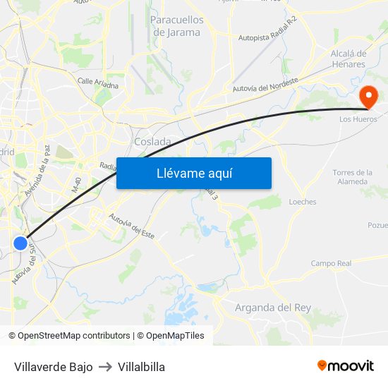 Villaverde Bajo to Villalbilla map