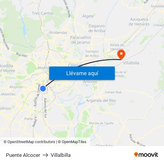 Puente Alcocer to Villalbilla map