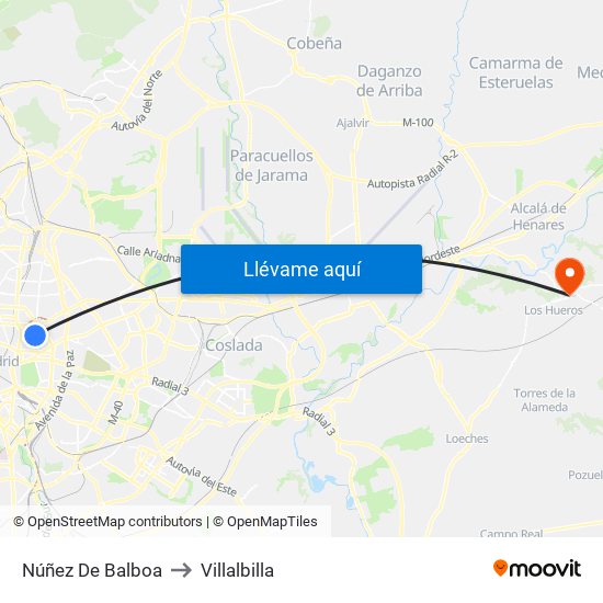 Núñez De Balboa to Villalbilla map