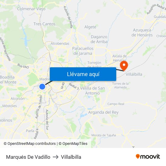Marqués De Vadillo to Villalbilla map