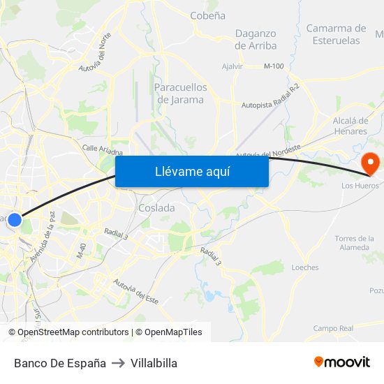 Banco De España to Villalbilla map