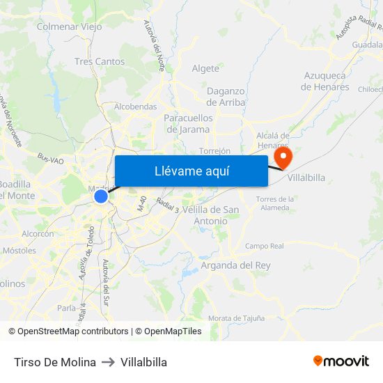 Tirso De Molina to Villalbilla map