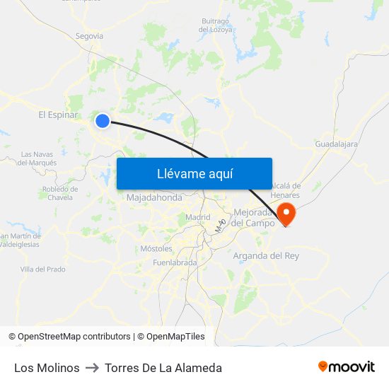 Los Molinos to Torres De La Alameda map