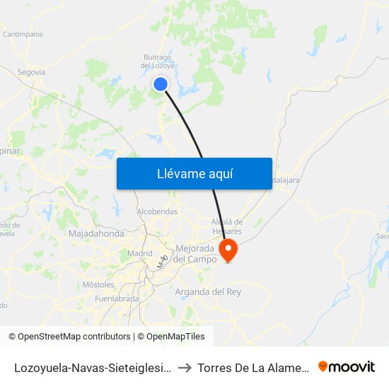 Lozoyuela-Navas-Sieteiglesias to Torres De La Alameda map