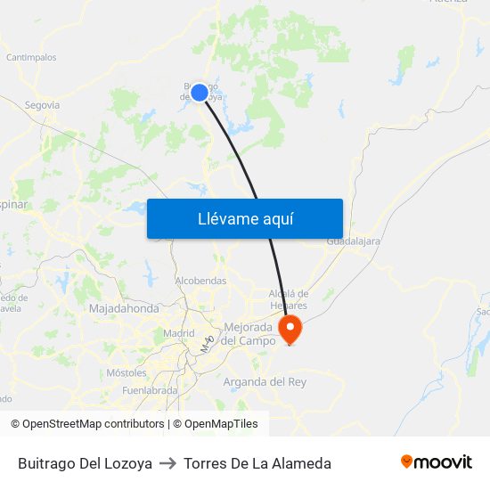 Buitrago Del Lozoya to Torres De La Alameda map