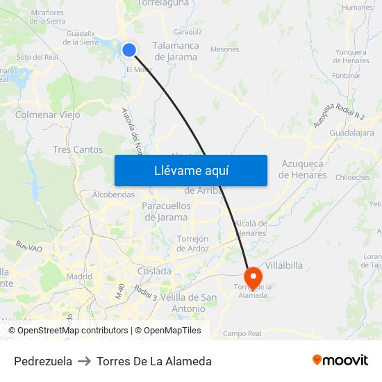 Pedrezuela to Torres De La Alameda map