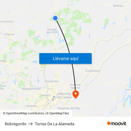 Robregordo to Torres De La Alameda map