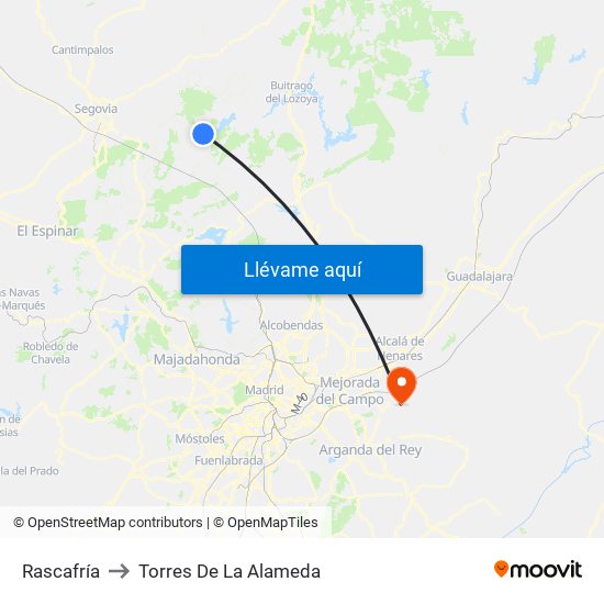 Rascafría to Torres De La Alameda map