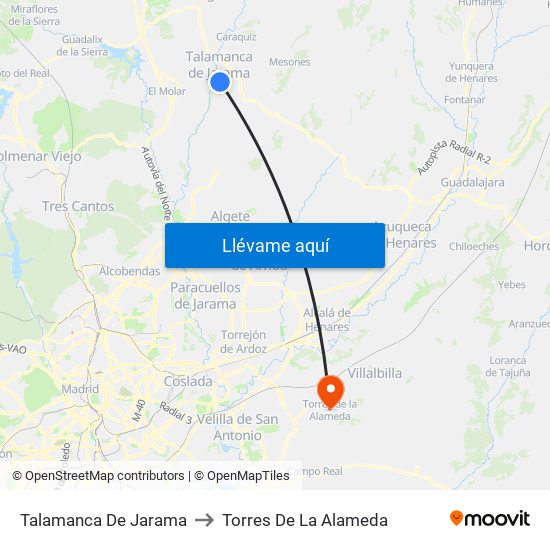 Talamanca De Jarama to Torres De La Alameda map