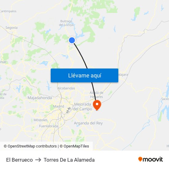 El Berrueco to Torres De La Alameda map