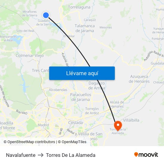 Navalafuente to Torres De La Alameda map