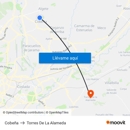 Cobeña to Torres De La Alameda map