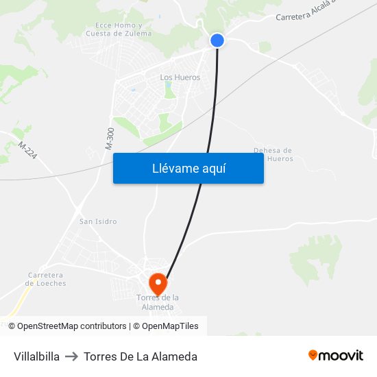 Villalbilla to Torres De La Alameda map