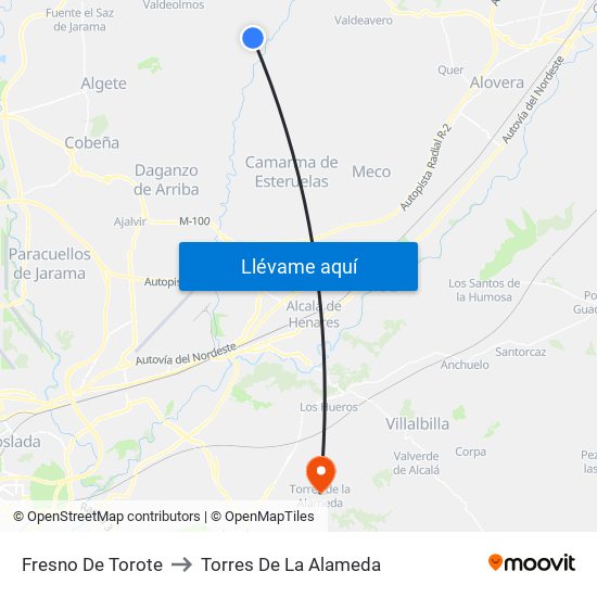 Fresno De Torote to Torres De La Alameda map