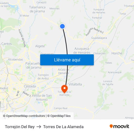 Torrejón Del Rey to Torres De La Alameda map
