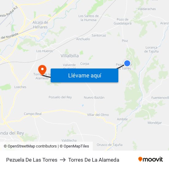 Pezuela De Las Torres to Torres De La Alameda map