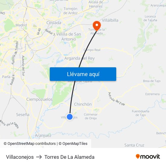 Villaconejos to Torres De La Alameda map