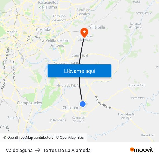 Valdelaguna to Torres De La Alameda map