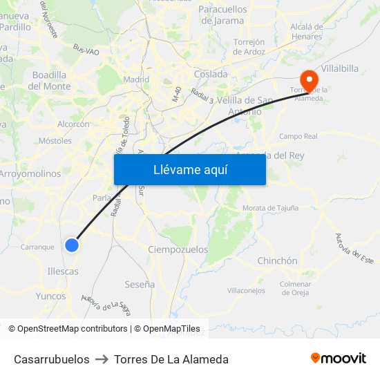 Casarrubuelos to Torres De La Alameda map