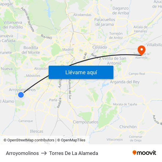 Arroyomolinos to Torres De La Alameda map