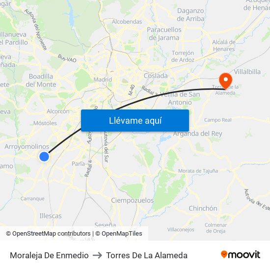 Moraleja De Enmedio to Torres De La Alameda map