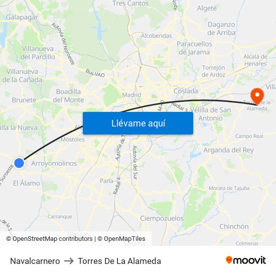 Navalcarnero to Torres De La Alameda map