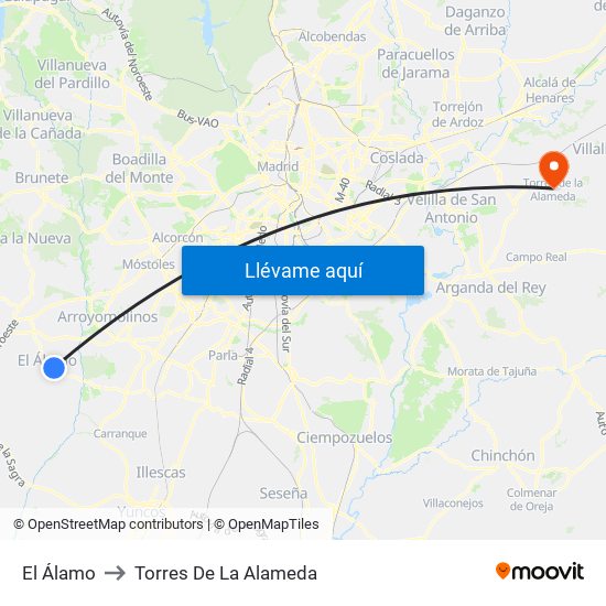 El Álamo to Torres De La Alameda map