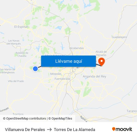 Villanueva De Perales to Torres De La Alameda map