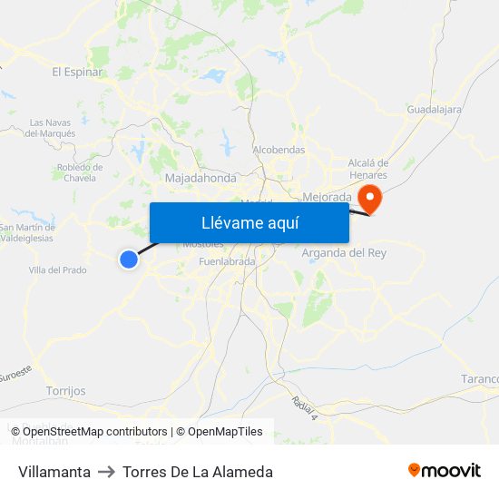 Villamanta to Torres De La Alameda map